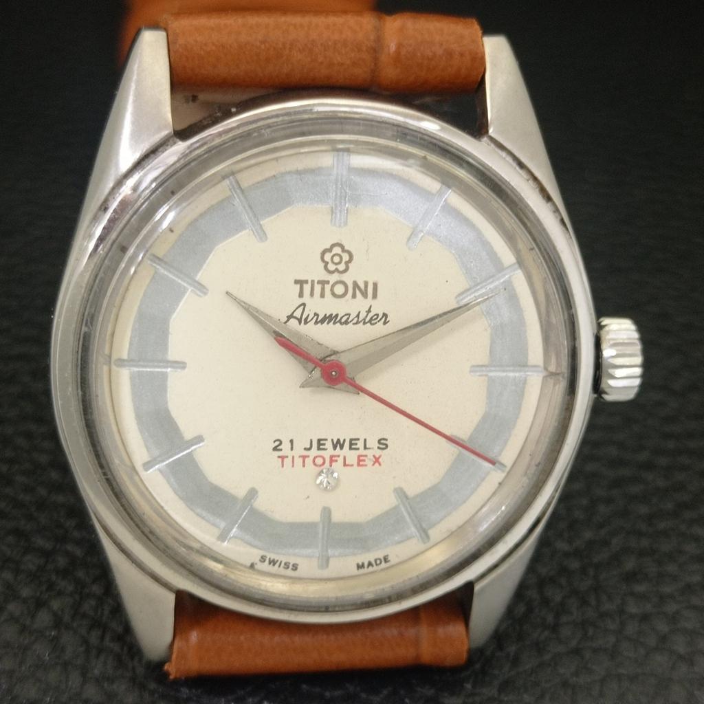 Titoni AIRMASTER TITOFLEX VINTAGE HAND-WINDING SWISS MENS WHITE WATCH A703216-1