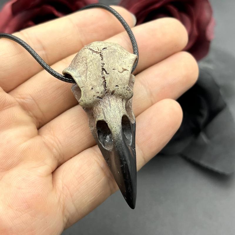 3D Gotik Raven Kafatası Kolye Reçine Replika Raven Saksağan Karga Gotik Hediye Cadılar Bayramı Raven Kafatası Kolye