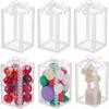 25pcs Elegant Transparent Rectangle Gift Boxes with Bows Durable PVC Perfect for Cookies Candies Ideal for Wedding Party Favors White Flat-Packed