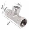 Stainless Steel T Adapter G1/ 2" T-Valve Diverter Valve Three Way Device Hole For Bath Bidet Sprayer Shower Fuel Injectors 6