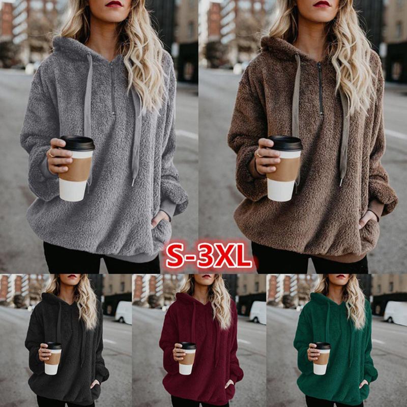 Buy Oversized Women Pullover Hoodie Zipper Front Long Sleeve Sweatshirt