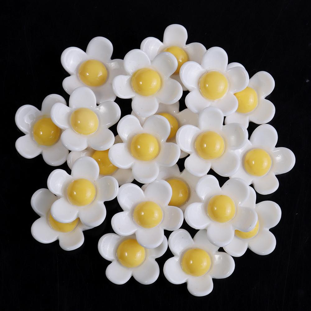 

20pcs/lot Colorful Flower Flatback Resin Cabochons Flower Cabochon Beads For DIY Crafts Jewelry Making Decoration Accessories