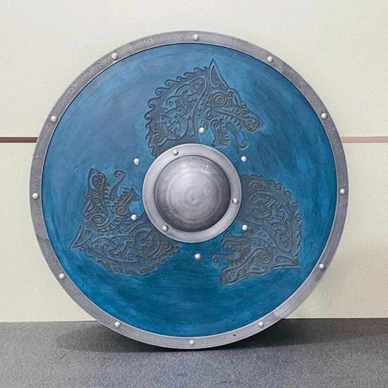 

60,96 см вырезанная вручную синяя драконья средневековая наклейка на стену в виде щита викинга