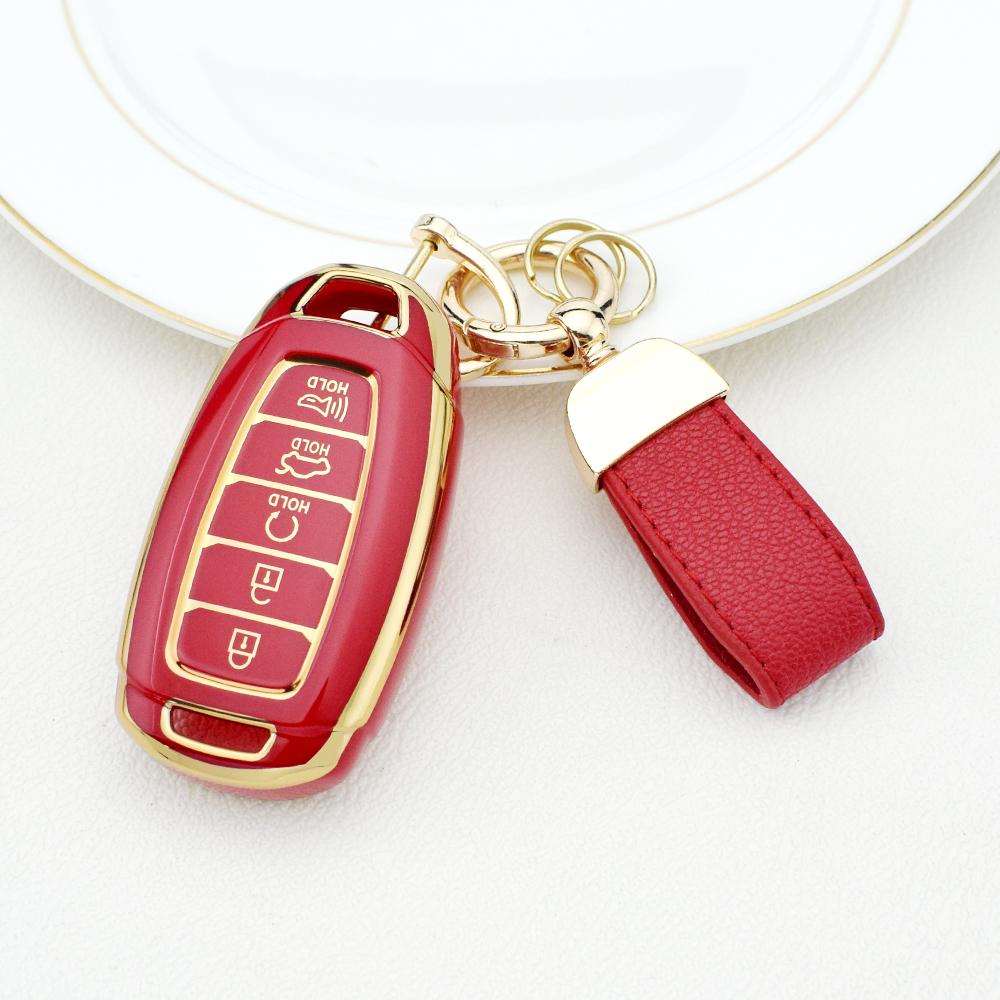 5 Buttons TPU Car Key Case Cover Keychain for Hyundai I30 Ix35 KONA Encino Solaris Azera Grandeur Ig Accent Santa Fe Palisade