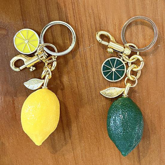 Resin Keyring Summer Vitality Lemon Shape Charm Keychain Couples Friends Key Chain Portable Car Bag Door Keychain