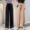 2025 Women's High-Waisted Ice Silk Wide-Leg Pants - Spring/Summer Thin, Floor-Length, Loose, Straight-Leg, Casual Drape Design