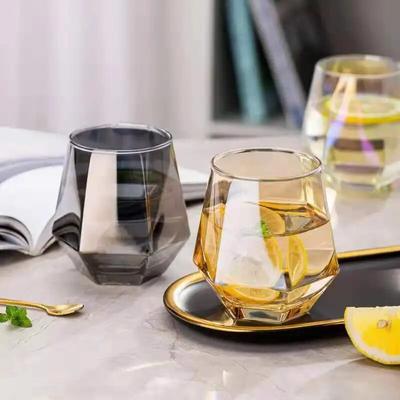 4pcs/set 10OZ Wine Glasses Six-sided Colorful Whiskey Cocktail Tequila Glass Cups Party Bar Supply Home Drinking Tumbler