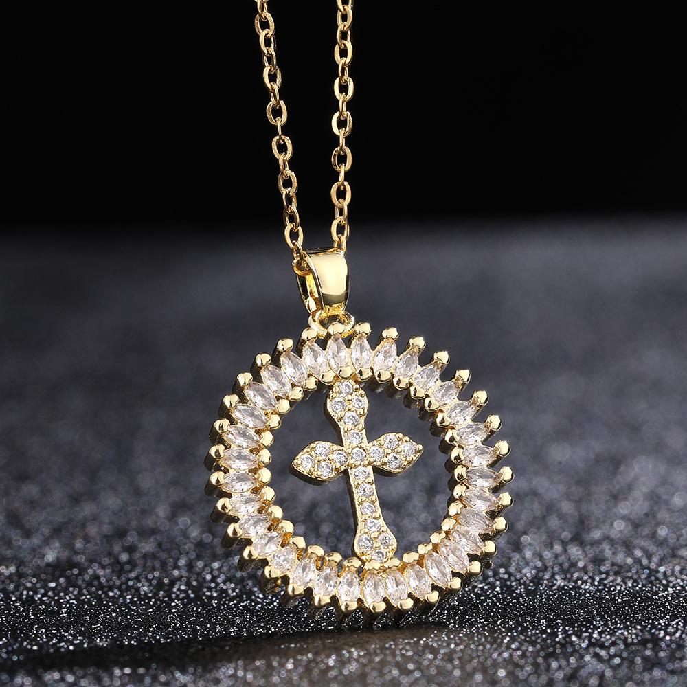 Hip-hop Style Clavicle Chain Men's Cross Necklace Jewelry Niche Design Retro Zircon Jewelry