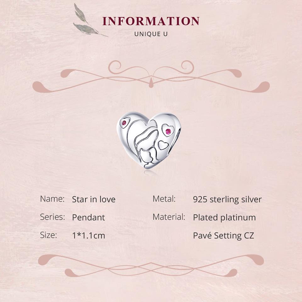 BAMOER Jewelry Original Design 925 Sterling Silver MOM LOVE Charm Beads For Bracelet Mother's Day