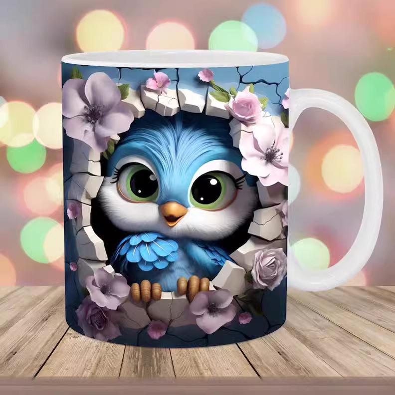 Wjg Pretty B 3D Owl Owl Ceramic Coffee Mug Cute Baby Tea Cup New Animal Animal Bird