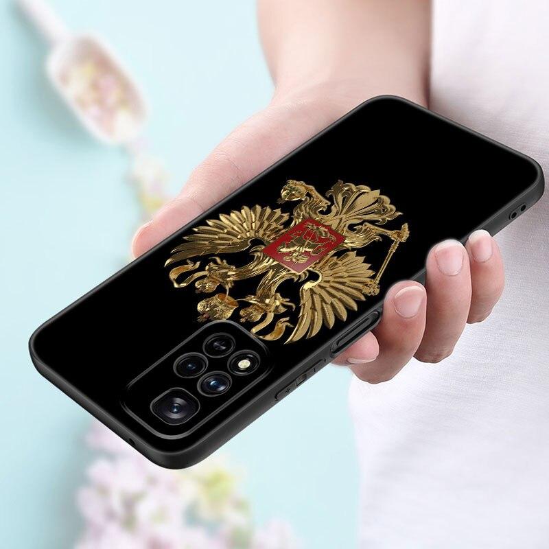 Russia Russian Flags Emblem Phone Case For Xiaomi Redmi Note 11 10 9 8 Pro 11T 5G 10T 10S 9S 9T 9i 9C 9A 8T Soft TPU Black Cover
