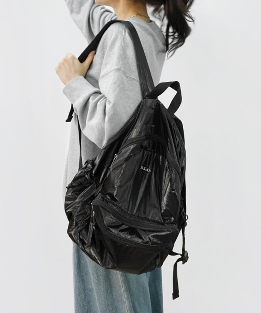 D.Lab Paul Glossy Backpack - Black + Free O-Ring Keyring