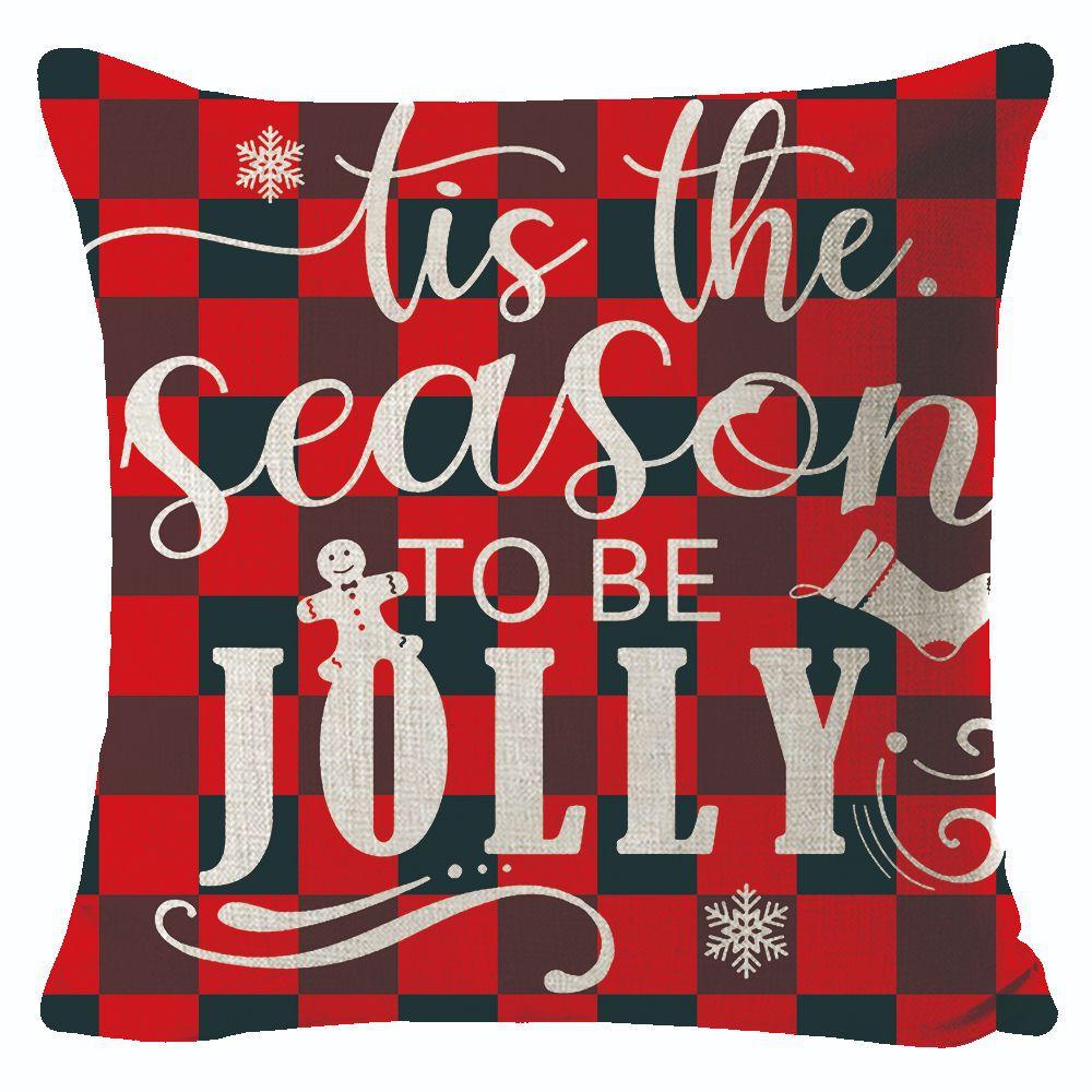 New Christmas Linen Pillow Cover Simple Sofa Pillow Home Printed Cushion Cover