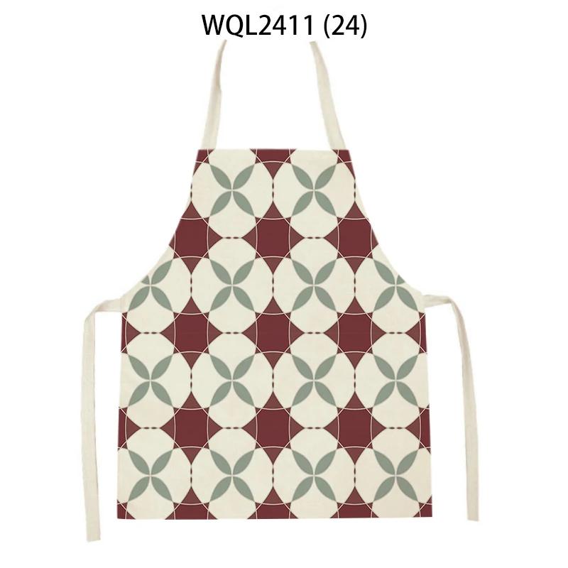 Geometry Stripe Triangles Pattern Kitchen Apron for Women Linen Bibs House Cleaning Pinafore Home Cooking Apron Accessories
