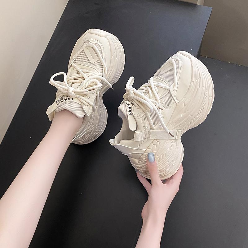 Aphixta Platform Sneaker Boots Height Increasing Lace Up Autumn Winter Women Shoes Thick Botton Sole Boots Mesh Casual Shoes