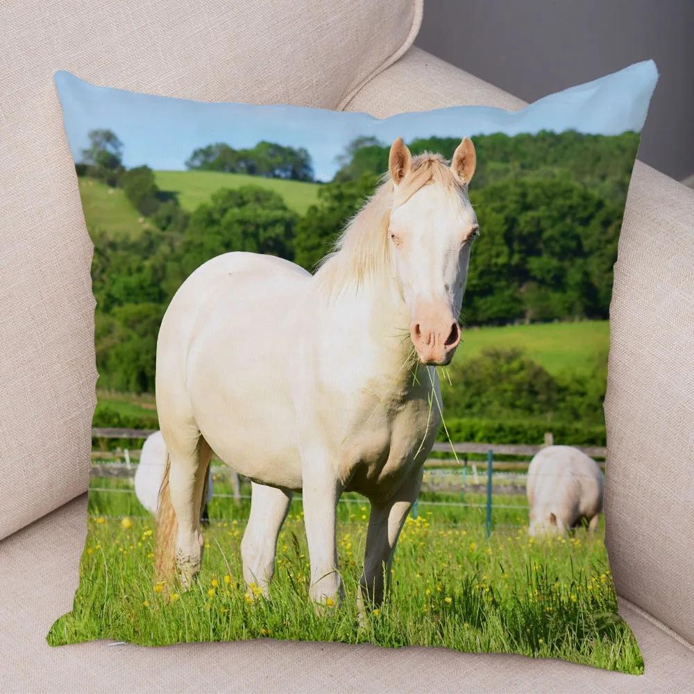 Wild Horse Cushion Cover Decor Animal Print Pillowcase  for Sofa Home Car Children Room Super Soft Plush Pillow Case 45x45cm