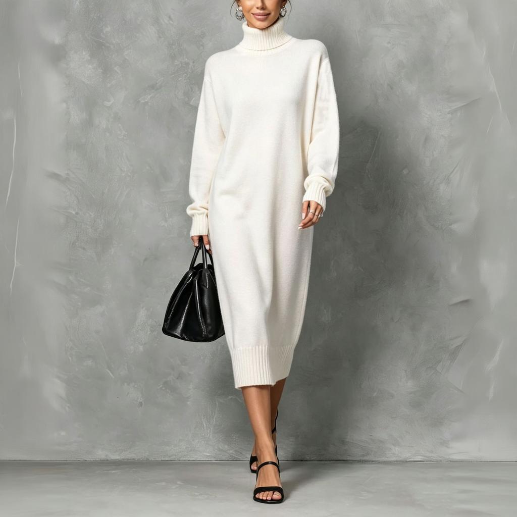 Women's Casual Turtleneck Sweater Dress for Comfortable Everyday Wear