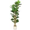 Artificial Indoor Plant, 150 Cm Fiddle-Leaf Fig Tree, Plastic Pot, Solid Wood Trunk, Green