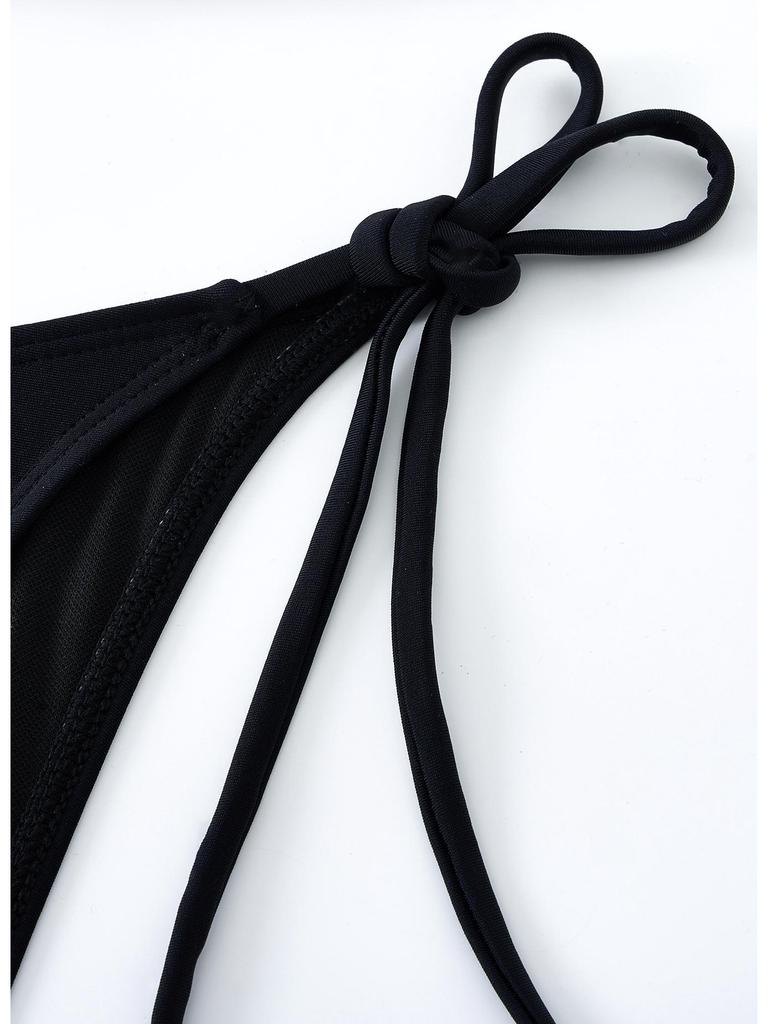 Women's Solid Color Triangle Bikini - Lace-up, High Elasticity, Quick-dry, Breathable, Removable Padding, Sexy Swimwear