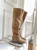Big Tube Circumference Boots New Thin Stacking Boots Thick Heel High Boots High Heel Knight Boots Square Head Small Thick Leg Boots