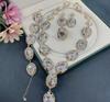 New European and American natural crystal inlaid ring earrings bracelet necklace fashionable and popular jewelry sets for women