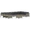 Vidaxl 11-Cz. Garden Lounge Set, Cushions, Grey PE Rattan