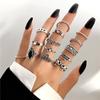 New dark hip-hop skull spider card exaggerated retro ring 24-piece set punk ring jewelry