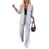 2026 Womens Two Piece Outfits Striped Side Button Blazer and Pants with Pockets Sets Business Casual Pant Suits Set