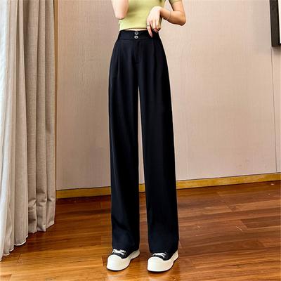 2022 Spring Autumn High Waist Korean Stytle Fashion Leisure Wide Legs Slim Casual Trousers Trend Harajuku Female Straight Pants