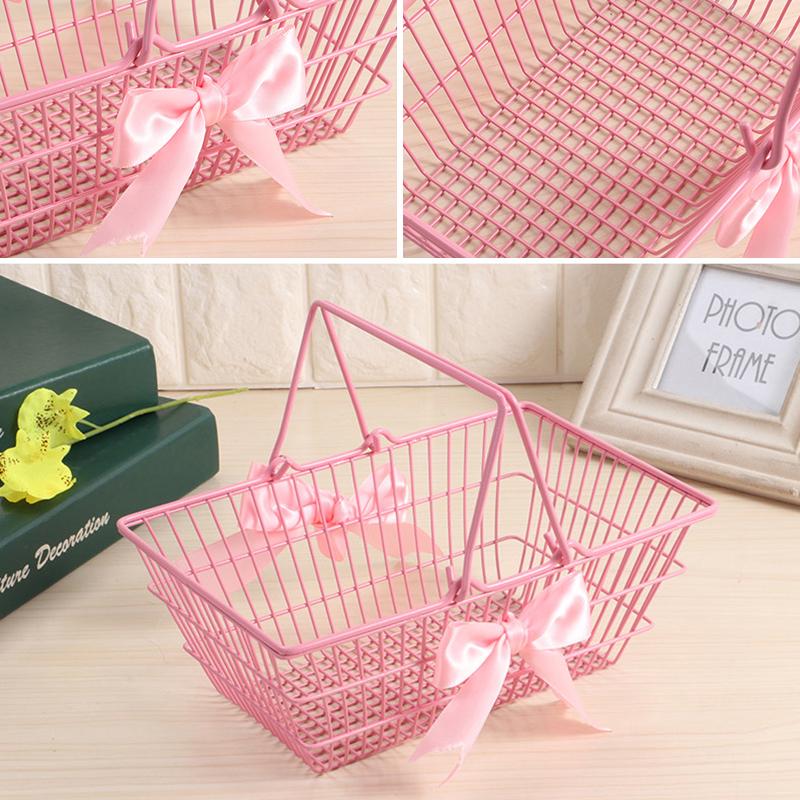 Rack Storage Basket Pink Desktop Finishing Cosmetics Jewelry Container