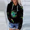 Moon Sun 3d Print Drawstring Hoodie Women Fashion Oversized Hoodies Women Sweats Long Sleeve Hooded Sweatshirt Women's Clothing