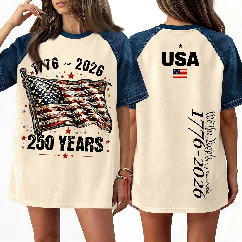 Women's Denim Patchwork Top, Casual Short-sleeved Comfortable T-shirt, Fashionable For Spring And Summer.