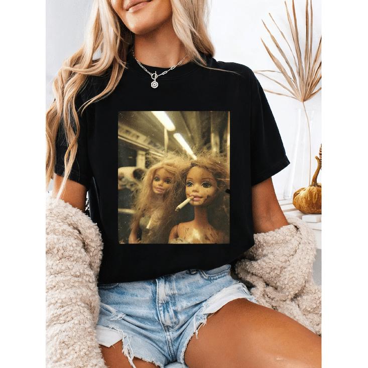 2026 NEW Disgusting Doll Face Meme Smoking T Shirt Boyfriend Gift Men Tops for Man Clothing S чёрный