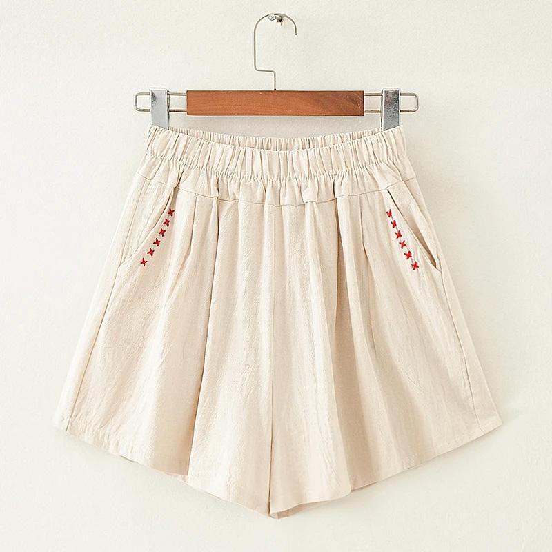 

Шорти Жіночі Літні Бавовняні Джинсові Вінтажні Вільні Великого Розміру Повсякденні Денім Широкі Штани Шорти XXXL бежевий