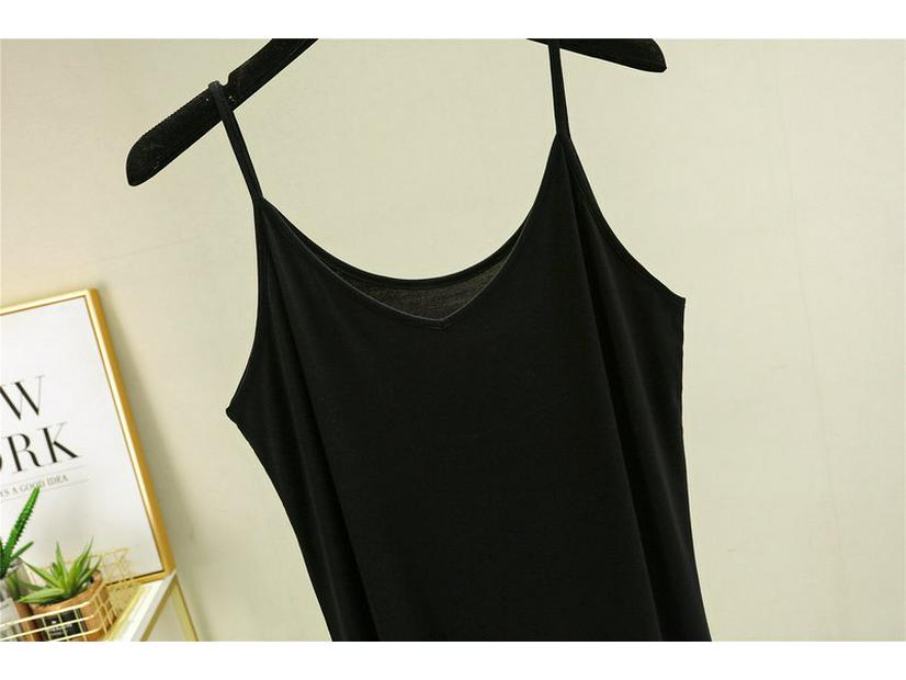 Women's Summer Modal Slim Fit Tank Dress with Double Shoulder Straps and Side Slit