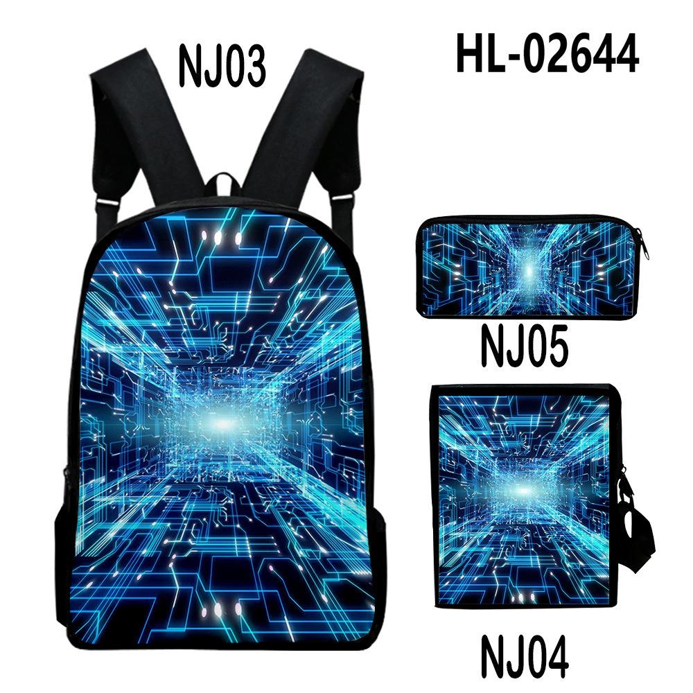 Stile Classico Novità Tecnologia Stampa 3D 3pz/Set pupilla Zaini Scolastici Zaino Daypack per Laptop Borsa a spalla inclinata Astuccio