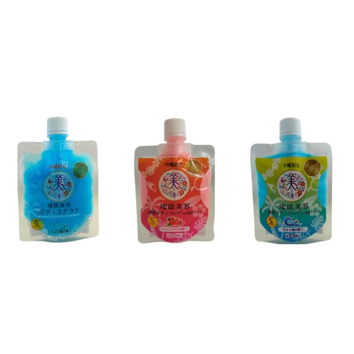 

Rich Moisturizing Body Soap Hibiscus 100g + Body Scrub Churaumi Scent 135g + Hibiscus Scent 135g