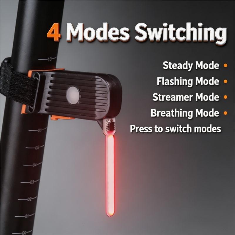 LED Bike Tail Light Laser Flowing Warning Lamp Bicycle Rear Safety Light High Brightness Night Riding Light for MTB Road Bike 7