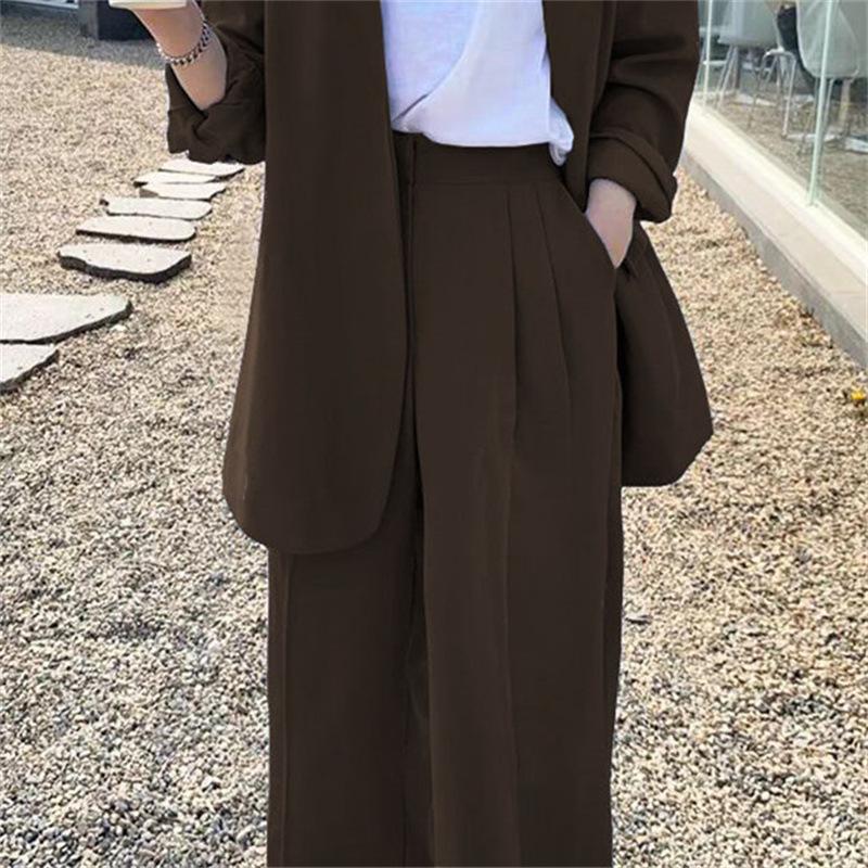 Korean Style 2025 Loose Casual Padded Shoulder Suit Jacket - Multiple Colors