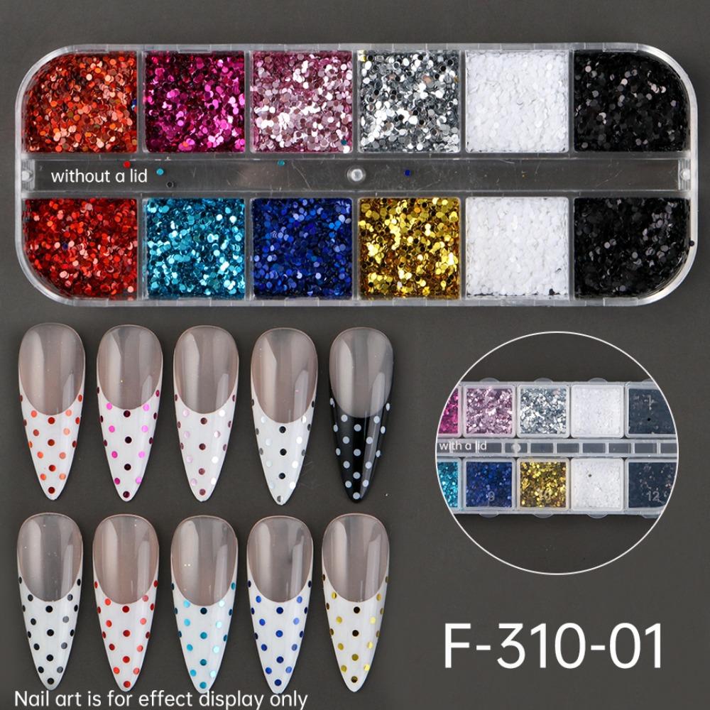 Y2K Cute Nail Flakes Kawaii Nail Charm Supplies 12 Grids Nail Sequins DIY