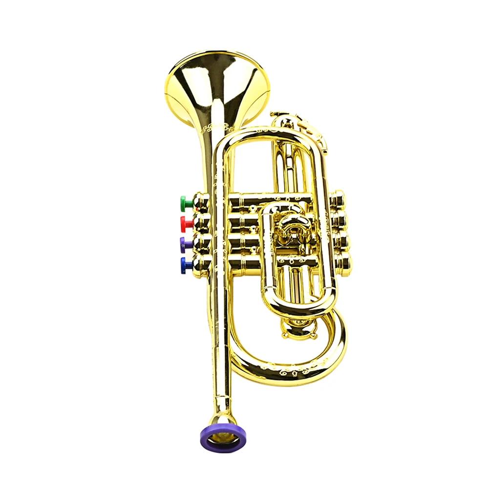 Professional Trumpet Mouthpiece Musical Educational  ABS Trumpet  with 4 Colored Keys Simulation Instrument Child Gift