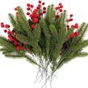 4Pcs Red Fruit+Leaves Christmas Decoration Artificial Pine Branches Holly Berries Red Berry Branches for Christmas Tree Wreath G