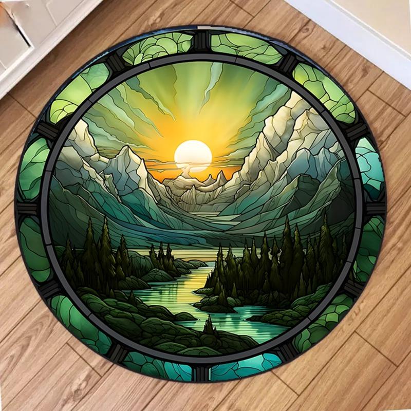 Sunset Series Round Carpet Circle Rugs for Living Room Bedroom Kitchen Decor Home Hallway Balcony Floor Mat Farm Decorative Rug