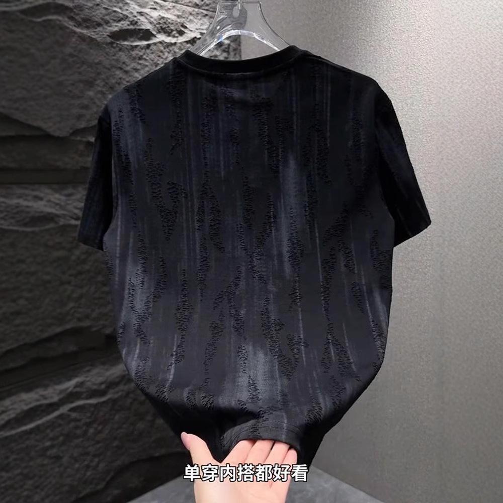 Men'S Casual T-Shirt Smudged And Scratched Trendy Short-Sleeved Korean Version Solid Color Micro-Elastic Fashion Short-Sleeved T-Shirt