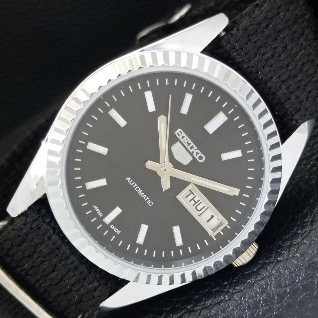JAPAN VINTAGE REFURBISHED SEIKO 5 AUTOMATIC MENS BLACK DIAL WATCH a440596-4 Sk-a440596