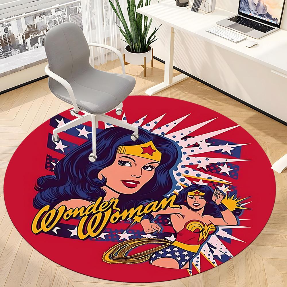 1pc Wonder Woman Office Round Area Rug, Under Office Chairs Bedroom Living Room Home Decor, Room Deco, Available in Various Sizes