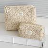 Ins Style Corduroy Aesthetic Cosmetic Organizer Large Capacity Zipper Floral Makeup Pouch Washbag Toiletries