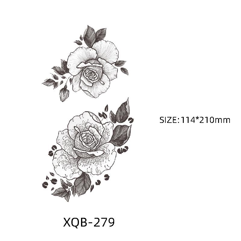 Waterproof Black & White Sketch Flower Half Sleeve Tattoo Stickers