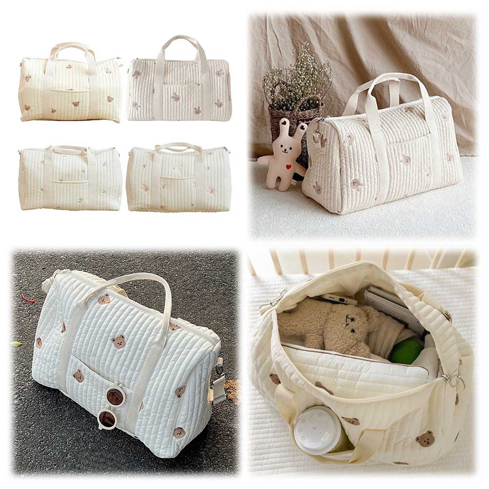 

Nappy Organizer Cute Cartoon Baby Diaper Bag Embroidered Messenger Bag Mom Bag Storage Bag Luggage Tote Bag for Travel style 1