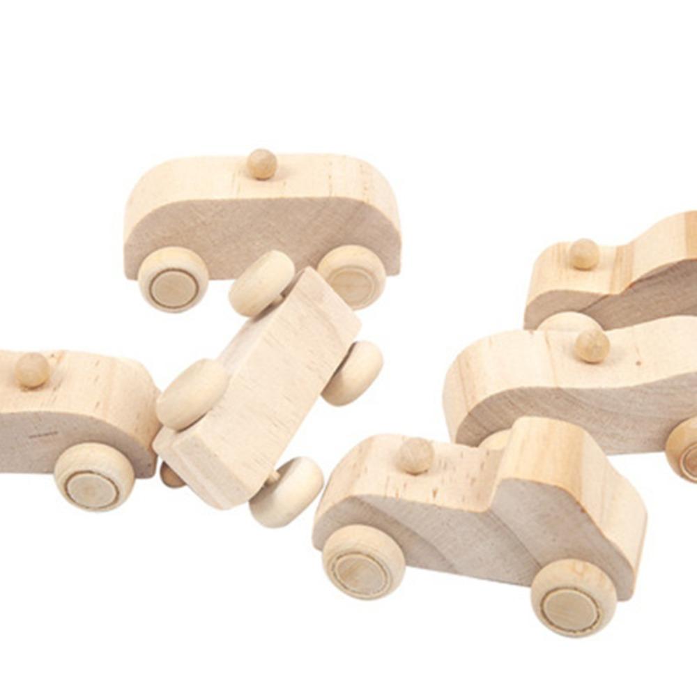 6PCS/SET Hand-crafted Graffiti Car Painting Surface Wooden Toys  Classroom Activities